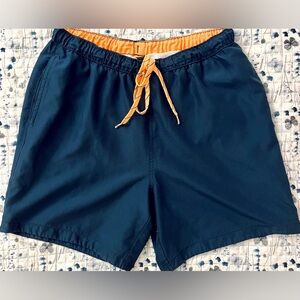 George Dark Blue Swim Trunks with Orange Accents - Size M (Men’s)